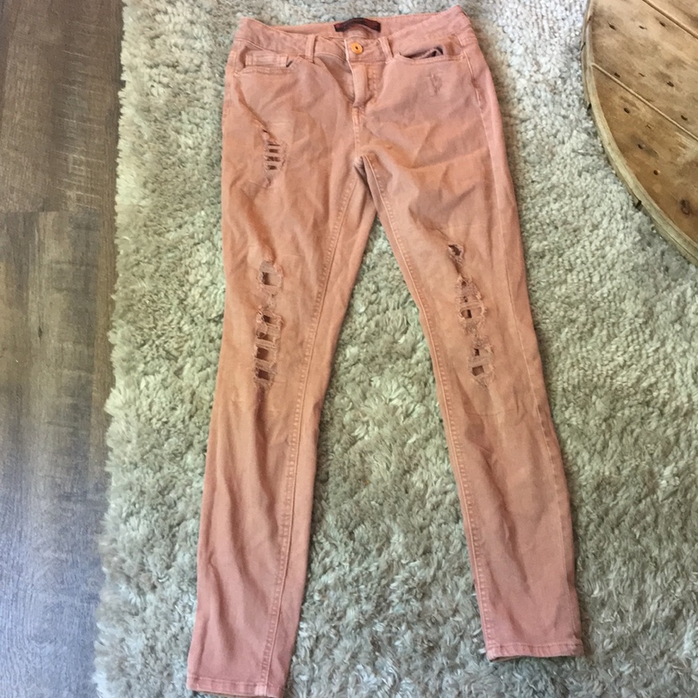 Pink denim jeans